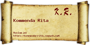 Kommenda Rita névjegykártya